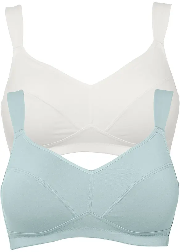 BH utan bygel med ekologisk bomull (2-pack), bonprix