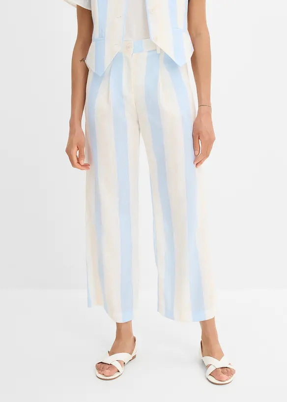 Palazzobyxa med linnelook, bonprix