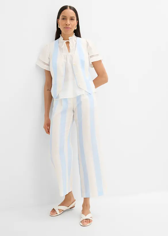 Palazzobyxa med linnelook, bonprix