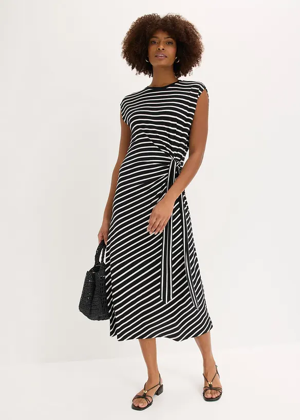 Jerseykl&auml;nning med drapering, bonprix