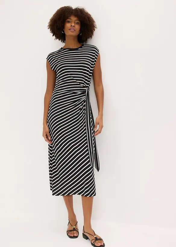 Jerseykl&auml;nning med drapering, bonprix