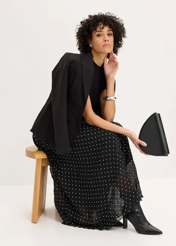 Chiffongkjol i krinklat material, bonprix