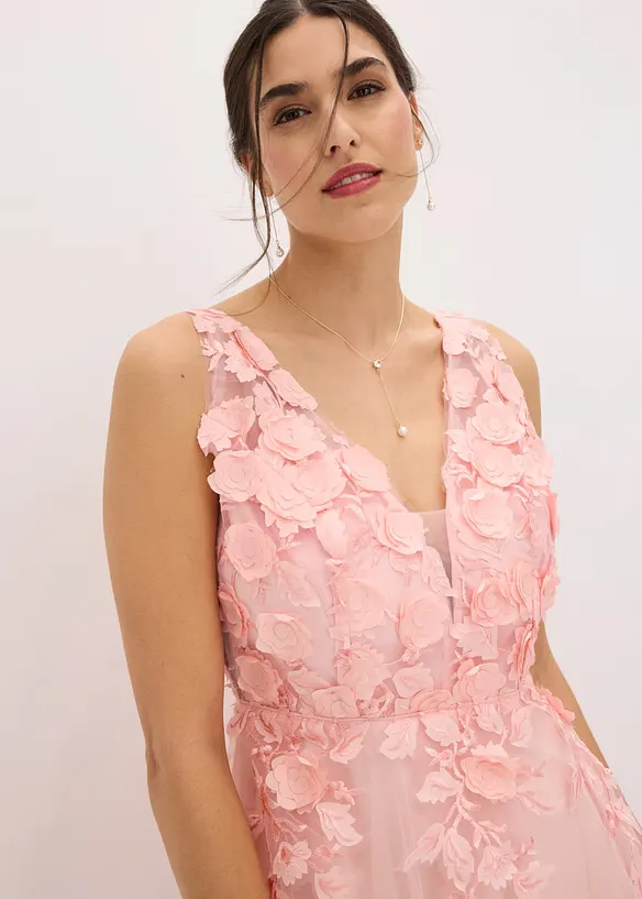 Maxikl&auml;nning i uts&ouml;kt tyll med blomapplikation, bonprix