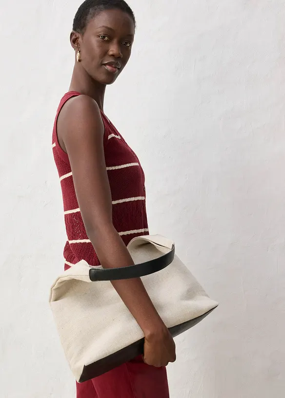 H&aring;lm&ouml;nstrad v&auml;st med linneandel, bonprix