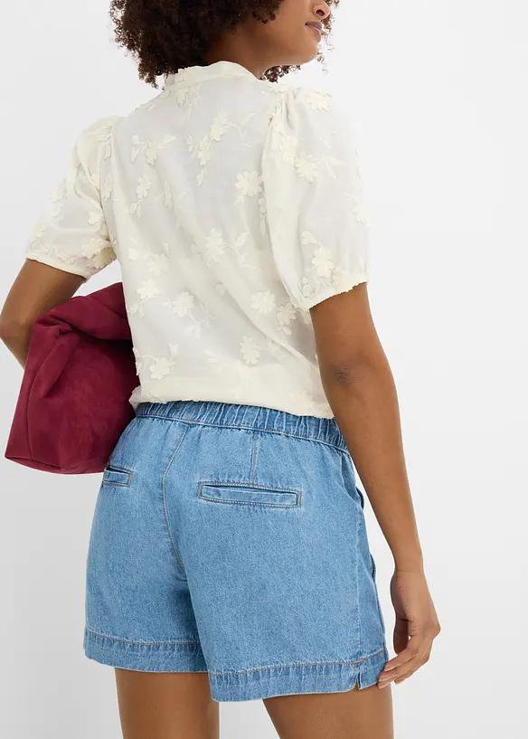 Jeansshorts Mid Waist, med bekv&auml;m midja, bonprix