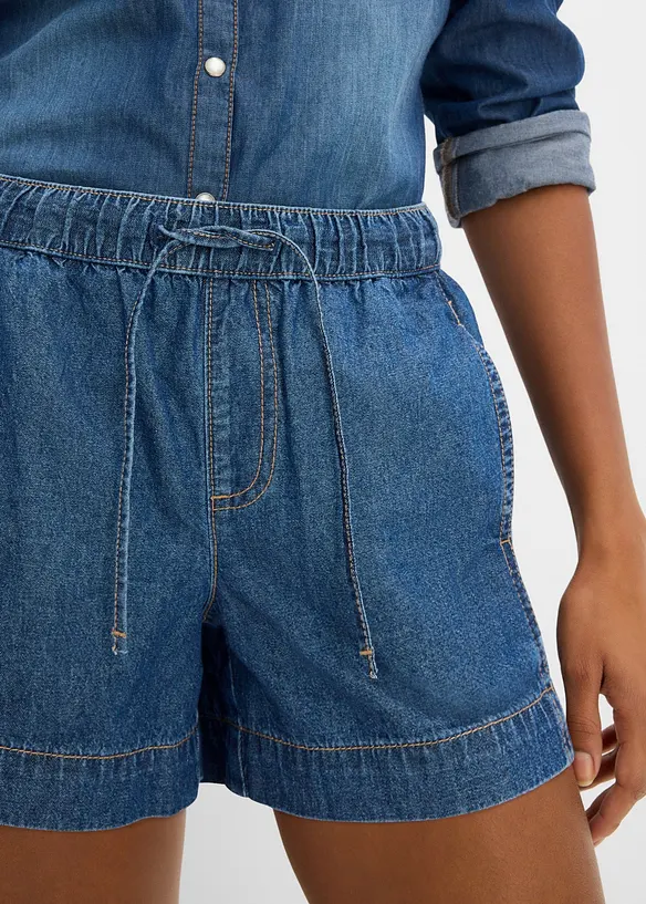 Jeansshorts Mid Waist, med bekv&auml;m midja, bonprix