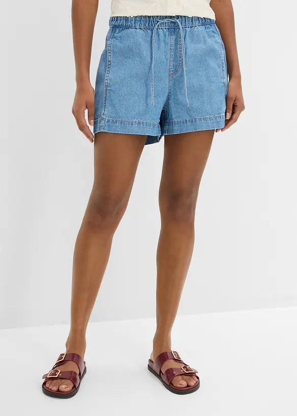 Jeansshorts Mid Waist, med bekv&auml;m midja, bonprix