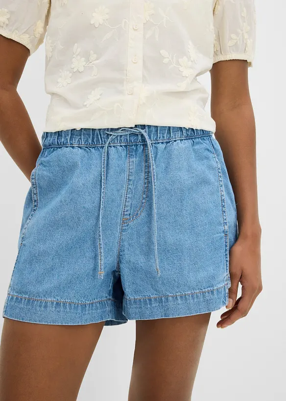 Jeansshorts Mid Waist, med bekv&auml;m midja, bonprix