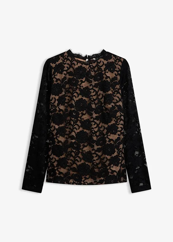 L&aring;ng&auml;rmad topp i spets, bonprix