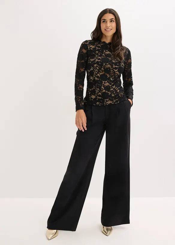 L&aring;ng&auml;rmad topp i spets, bonprix