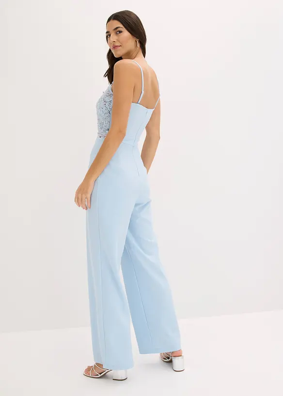 Jumpsuit i kr&auml;pp med struktur och med p&auml;rlbroderi, bonprix