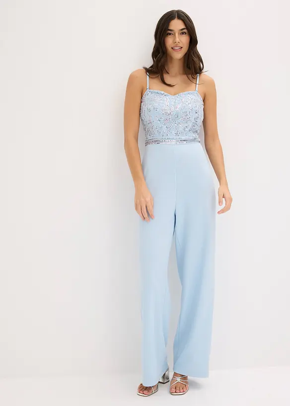 Jumpsuit i kr&auml;pp med struktur och med p&auml;rlbroderi, bonprix