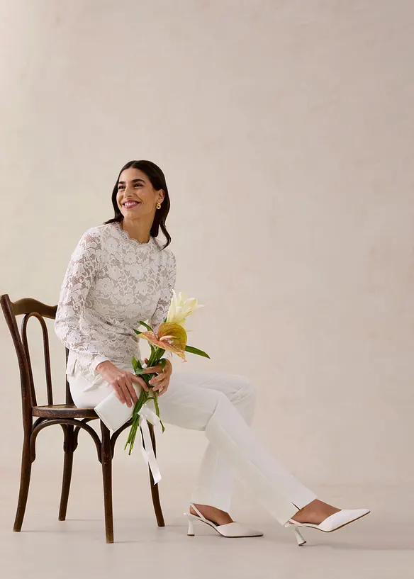 L&aring;ng&auml;rmad topp i spets, bonprix