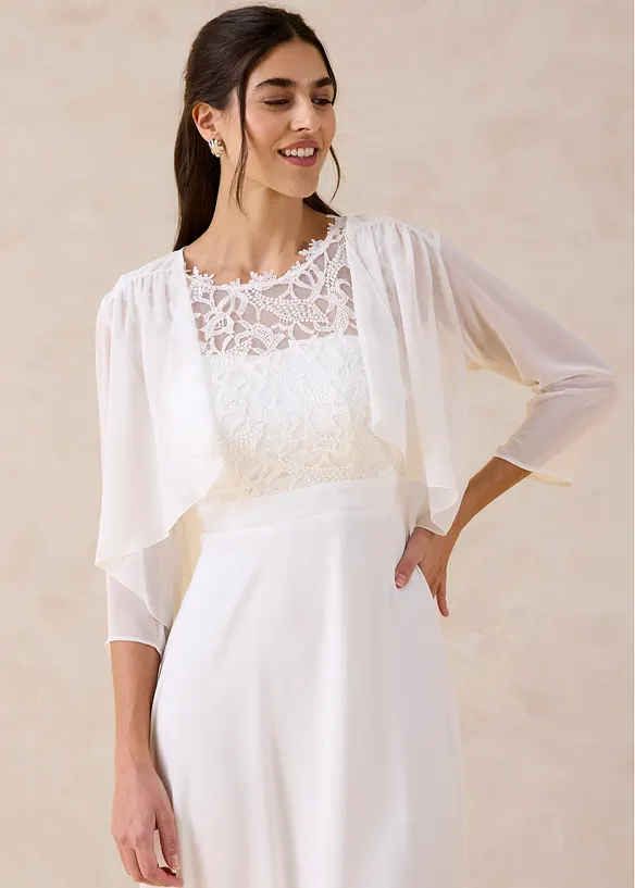 Chiffongbolero med &aring;tervunnen polyester, bonprix