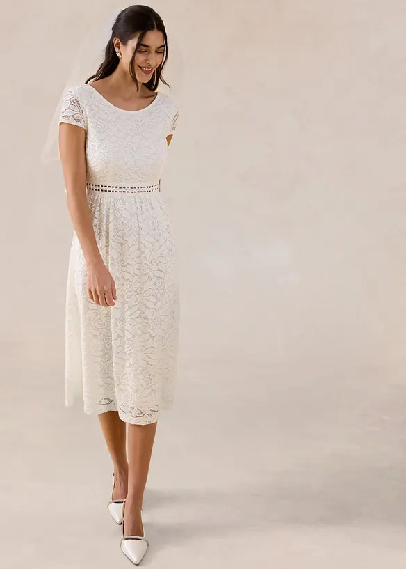 Spetskl&auml;nning med virkad inf&auml;llning i midjan, bonprix