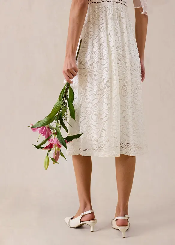 Spetskl&auml;nning med virkad inf&auml;llning i midjan, bonprix