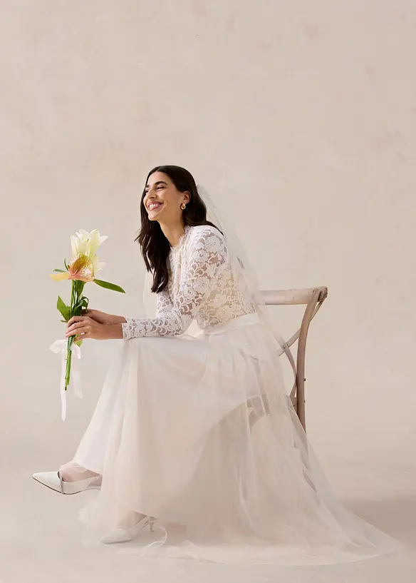 Maxikjol i skir tyll, bonprix