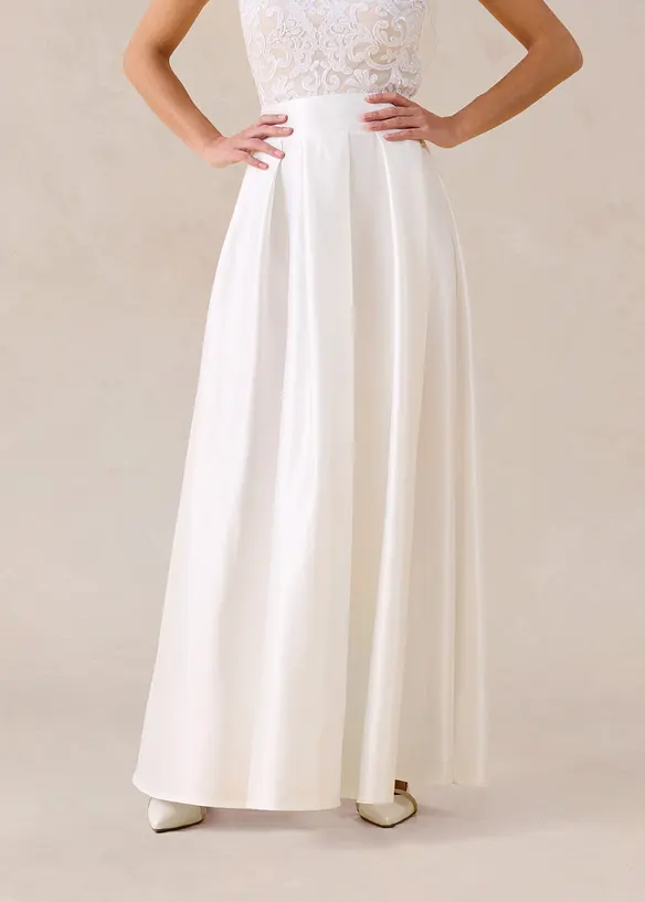 Maxikjol av glansig satin, bonprix