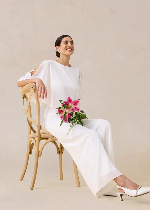 Jumpsuit i fintr&aring;dig chiffong, bonprix