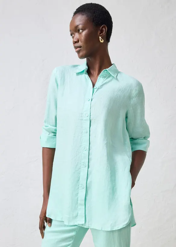 Skjortblus i linne, bonprix