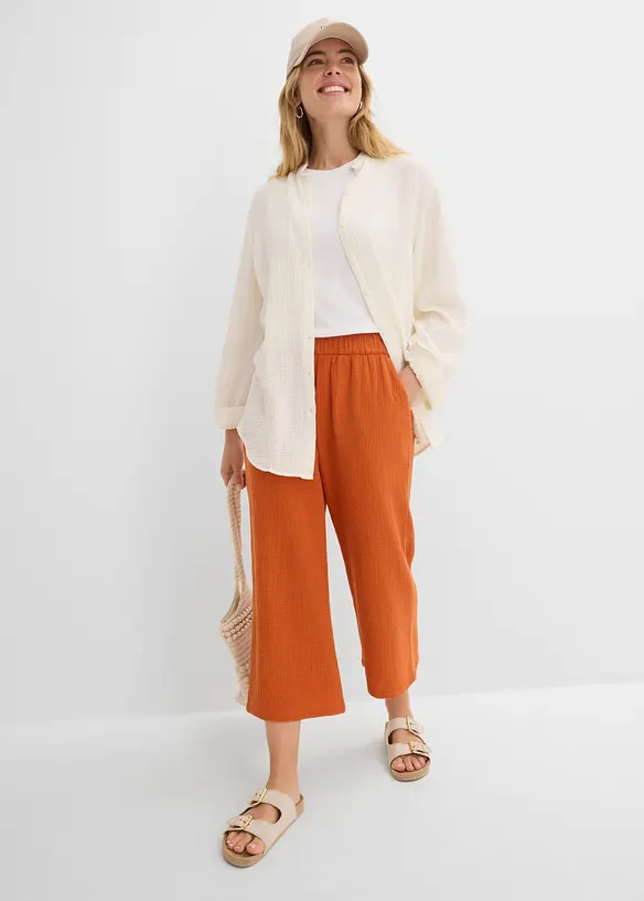Marlenebyxa i bomullsmuslin, bonprix