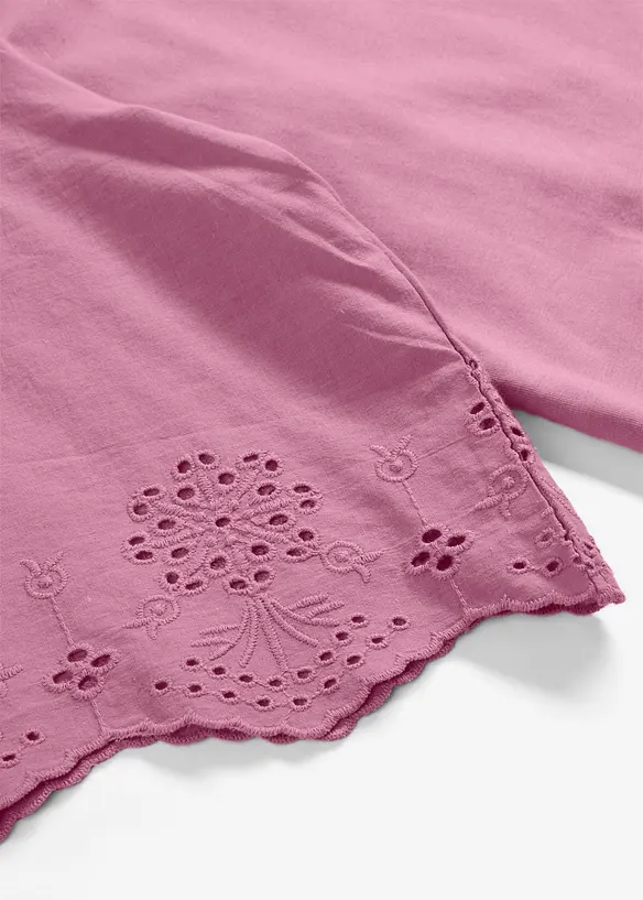 Topp med h&aring;lbroderi, bonprix