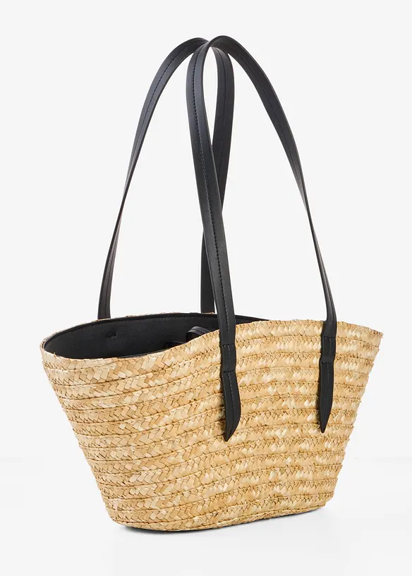 Shoppingv&auml;ska med halmlook och blomh&auml;nge, bonprix