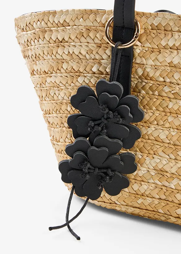 Shoppingv&auml;ska med halmlook och blomh&auml;nge, bonprix