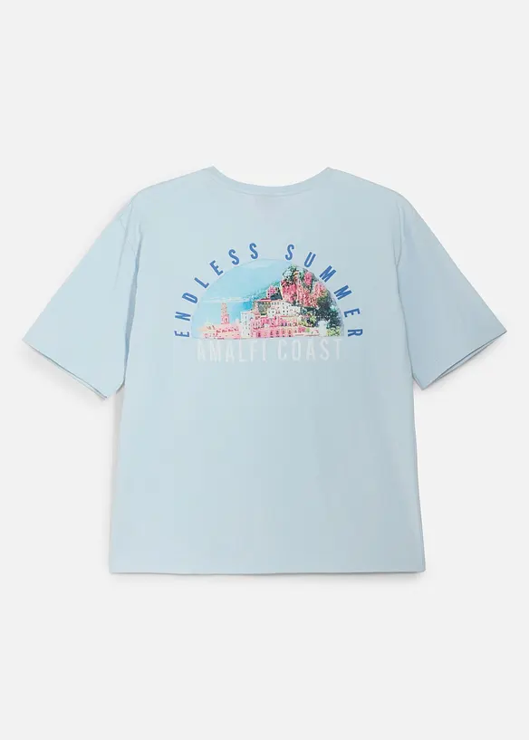 T-shirt i ekologisk bomull med stort tryck bak, avslappnad passform, bonprix