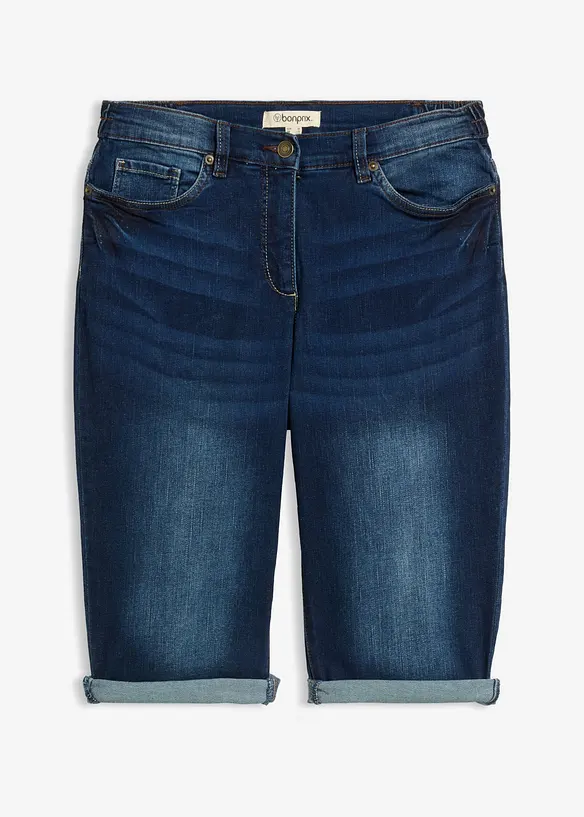 Jeansbermudas Mid Waist, med bekv&auml;m midja, bonprix