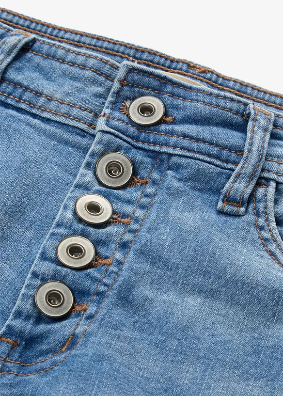 Korta stupr&ouml;rsjeans med destroyed-look, bonprix