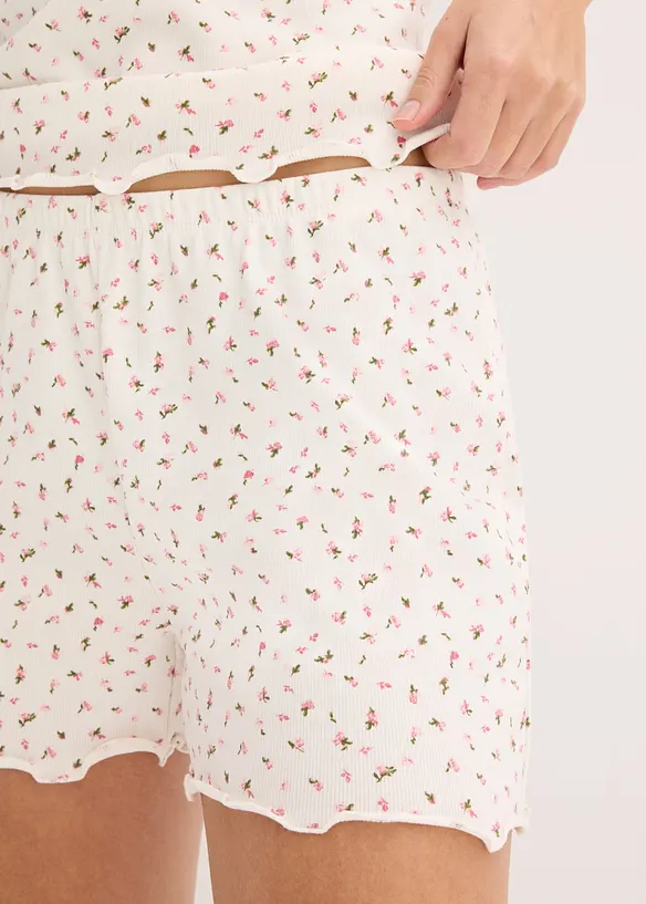 Pyjamas med shorts, ribbat material, bonprix