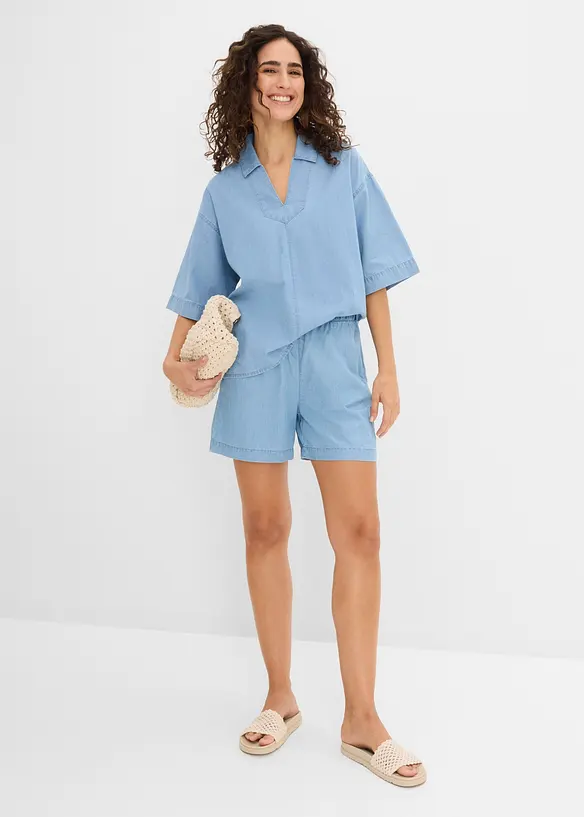 Blustunika i denim av ekologisk bomull, bonprix