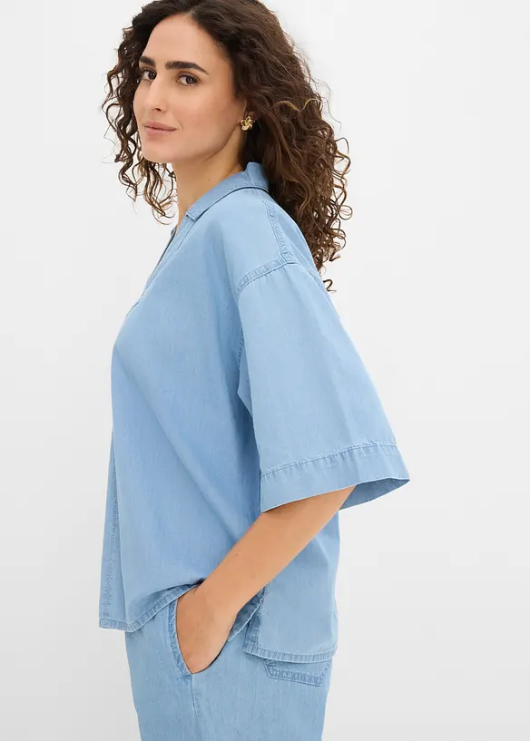 Blustunika i denim av ekologisk bomull, bonprix