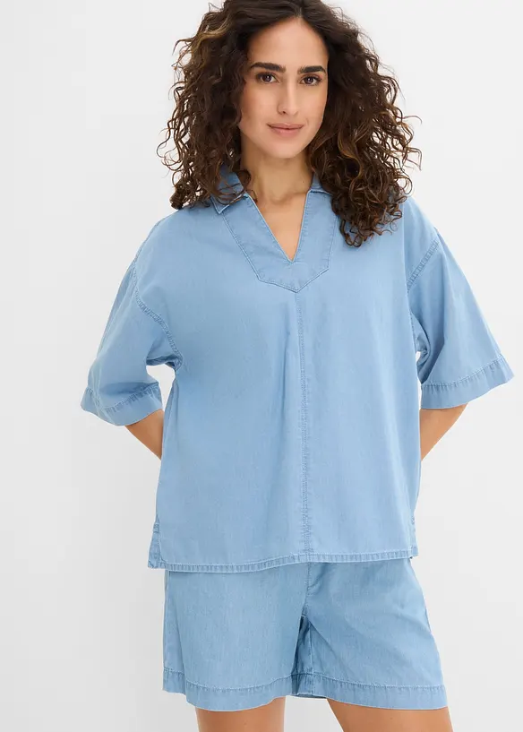 Blustunika i denim av ekologisk bomull, bonprix