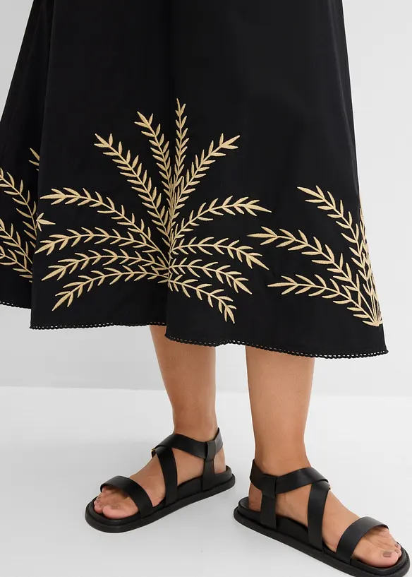 Maxikjol med broderi, bonprix