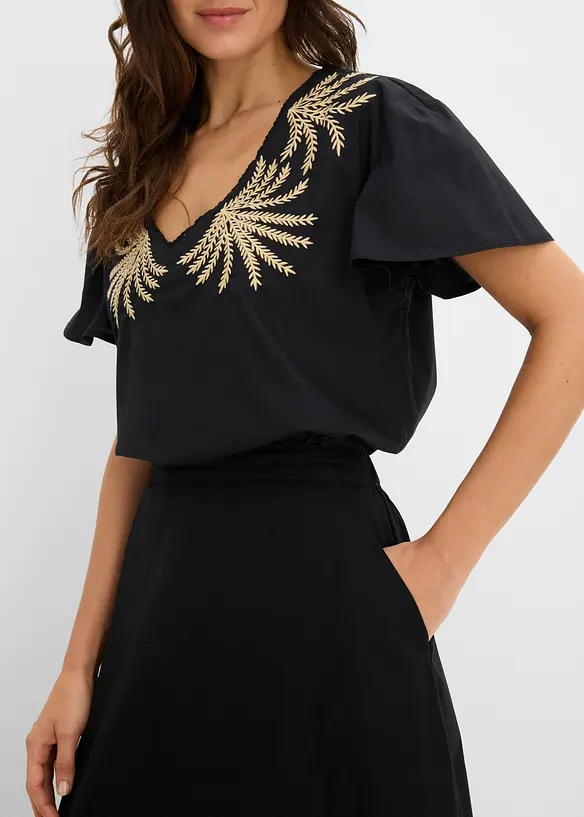 Maxikjol med broderi, bonprix