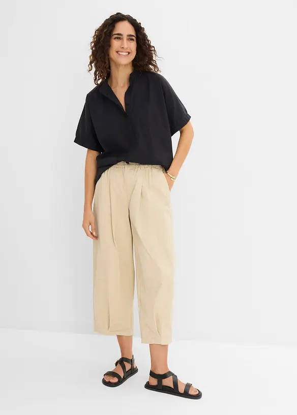 Byxa i barrelmodell av bomullsmix, bonprix