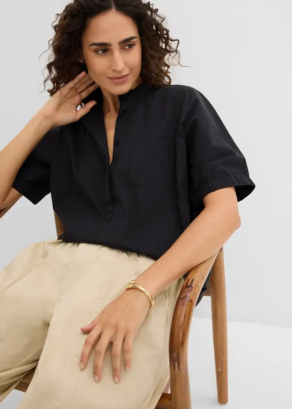 Byxa i barrelmodell av bomullsmix, bonprix