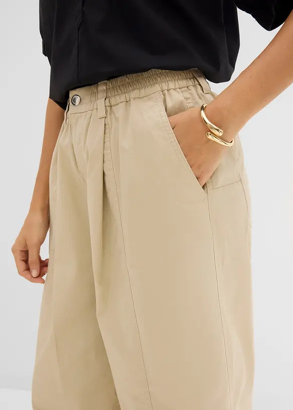 Byxa i barrelmodell av bomullsmix, bonprix