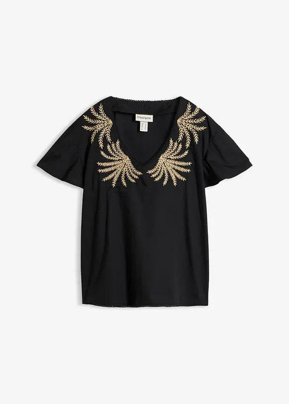 Blus med broderi, bonprix