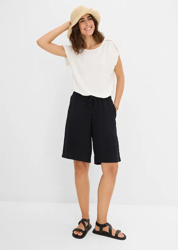 Shorts av viskosmix, med res&aring;rmidja, bonprix