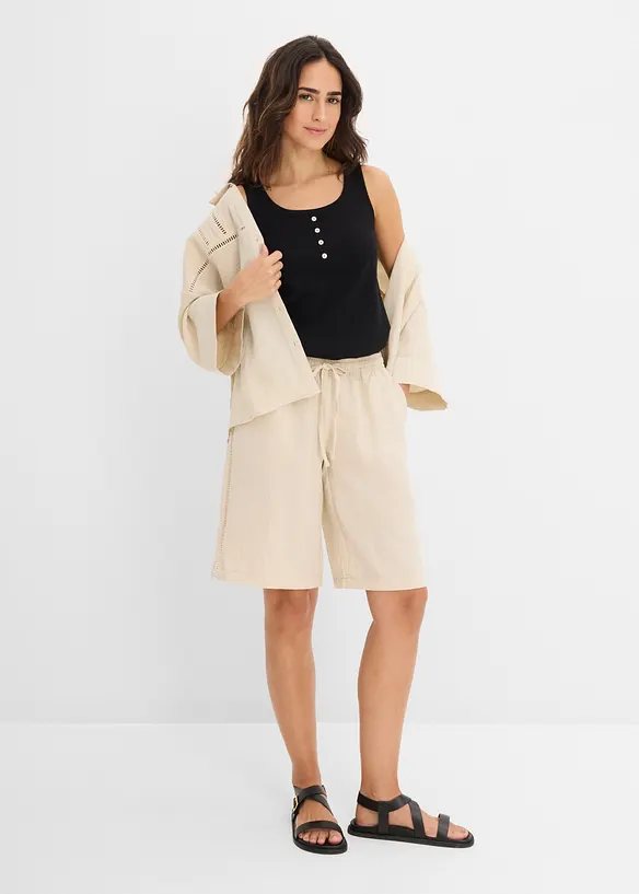 Shorts av viskosmix, med res&aring;rmidja, bonprix