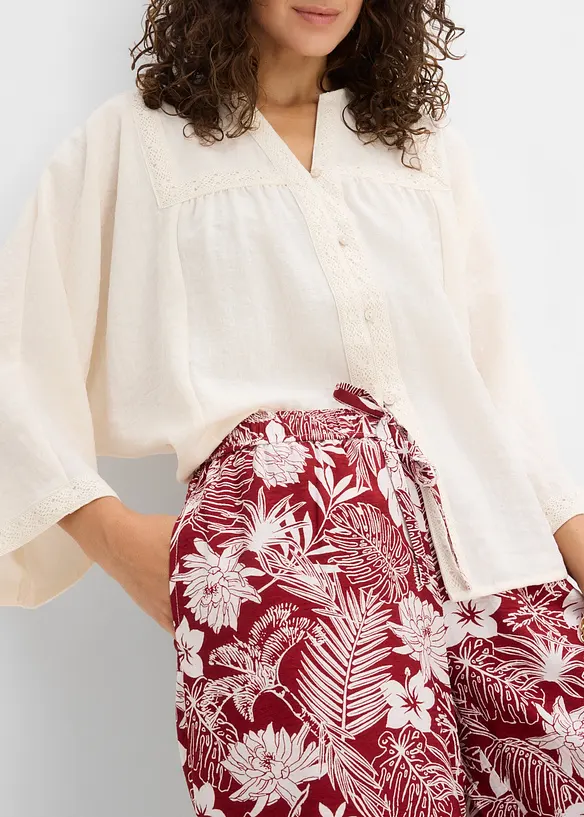 Vid byxa i viskosmix, bonprix