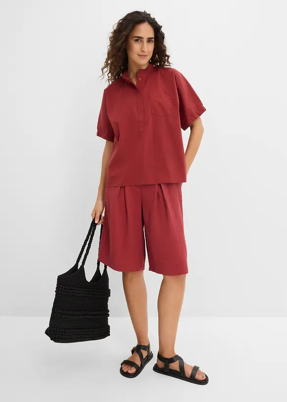 Kort&auml;rmad blus med nedhasade axlar, bonprix