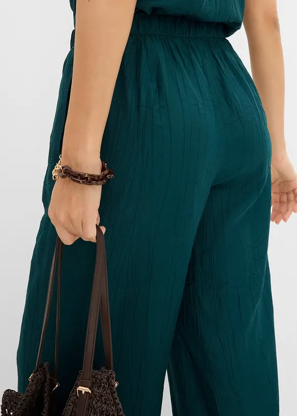 Byxa i viskosmix med plisserad look, bonprix