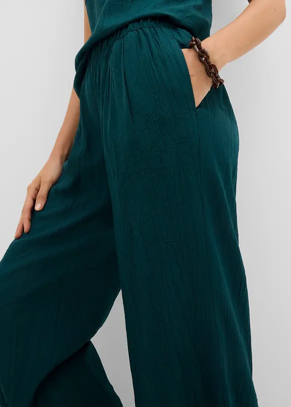 Byxa i viskosmix med plisserad look, bonprix