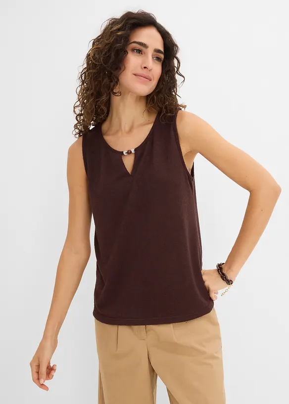 Stickat linne med p&auml;rldetalj, bonprix