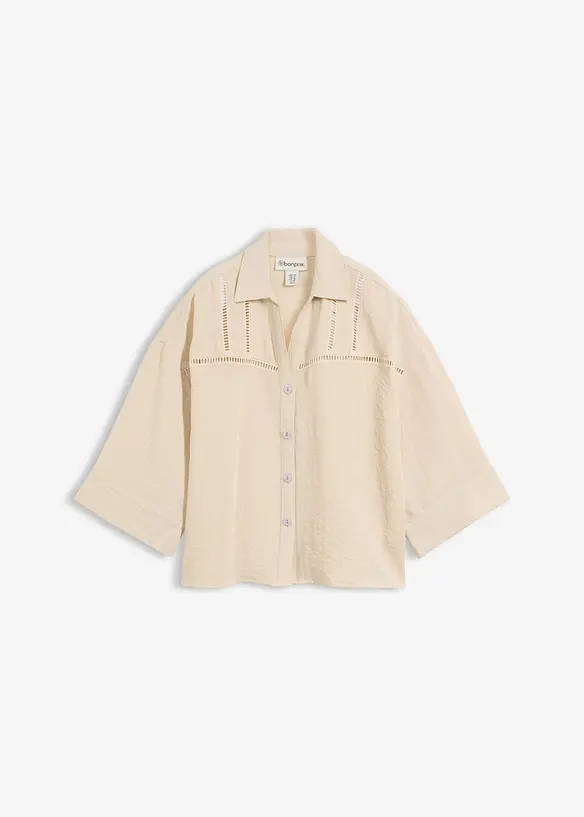 Skjortblus av viskosmix, bonprix