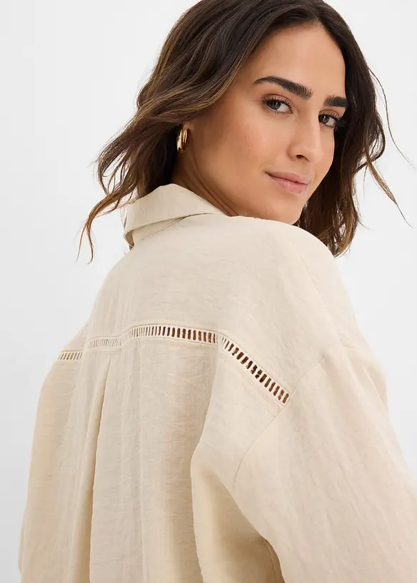 Skjortblus av viskosmix, bonprix